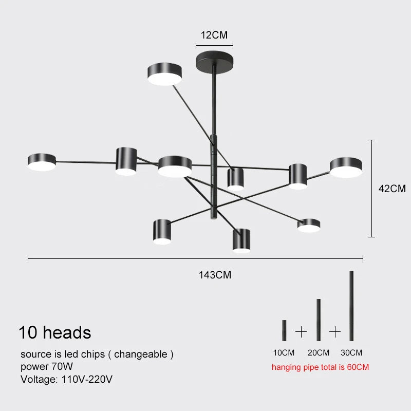 Metal Chandelier – Modern LED for Bedroom & Bedside, Living Room, Restaurant & Café | Alora Line by Evenlyr