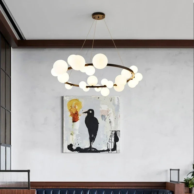 Modern Minimalist Chandelier – Glass Adjustable for Bedroom, Hotel Lobby | Zaria Line by Evenlyr