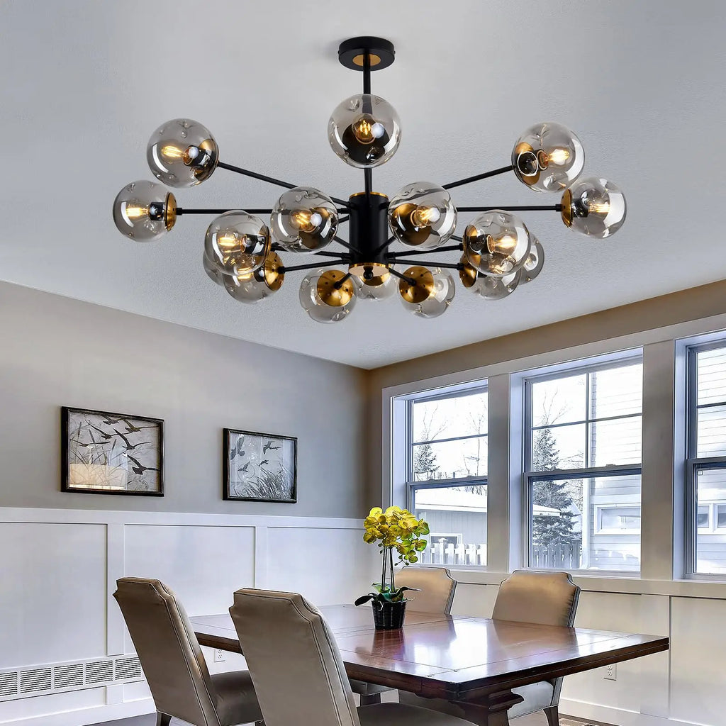 Glass Globe Chandelier – Nordic Modern LED for Living Room, Dining Room & Kitchen | Virelle Veil by Evenlyr
