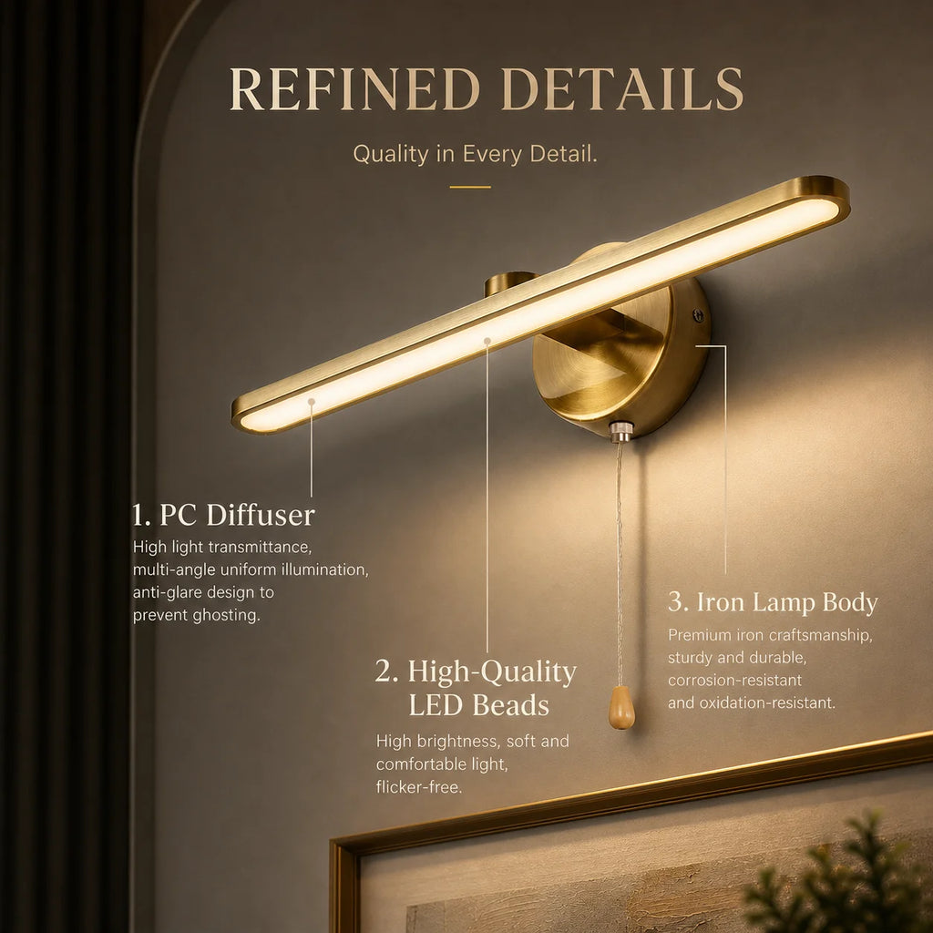 Metal LED Bathroom Vanity & Mirror Light – Modern for Bathroom | Lucera Crest by Evenlyr