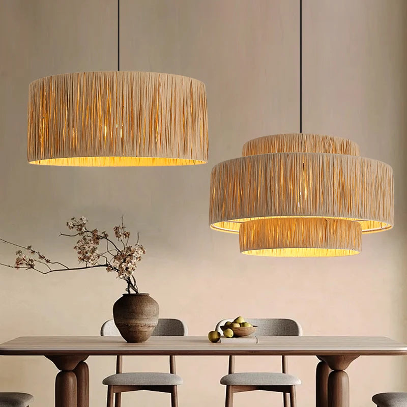 Rattan Pendant Light – Wabi-Sabi Japanese for Restaurant, Bedroom, Hotel | Thalia Orbit by Evenlyr