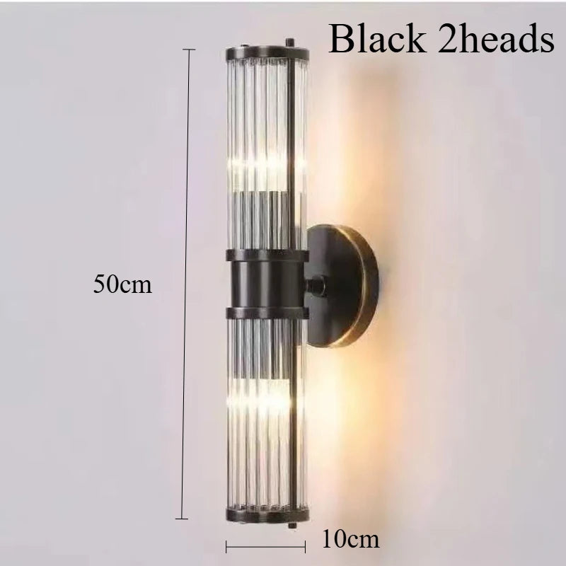 Crystal & Glass Cylinder Wall Sconce – Modern for Bathroom, Bedroom & Bedside, Hotel & Hospitality | Aurelle Frame by Evenlyr