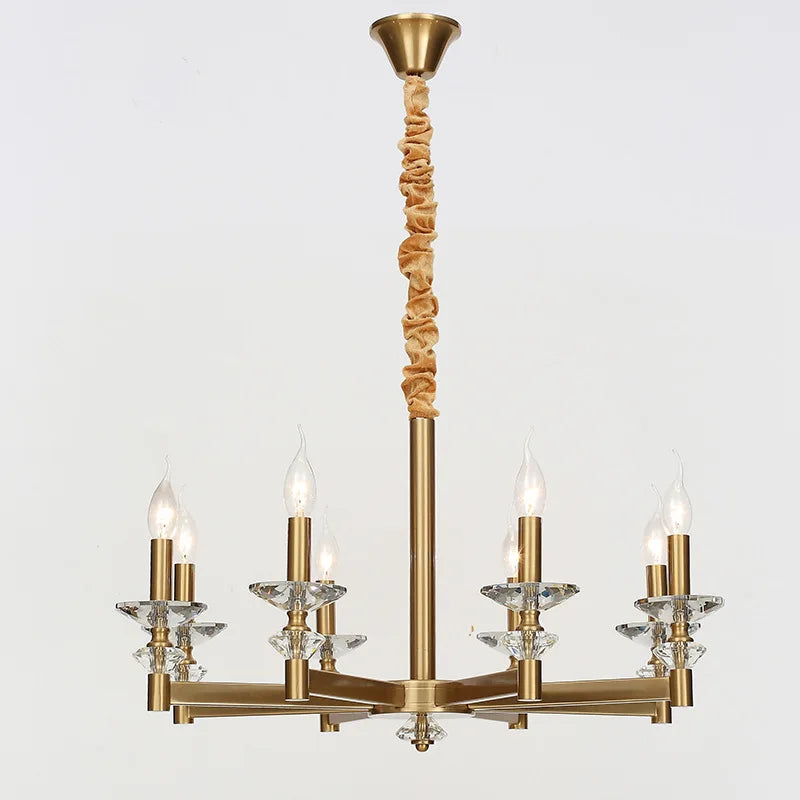 European Classic Chandelier – Glass & Crystal Dimmable LED for Bedroom, Hotel Lobby | Delphine Veil by Evenlyr