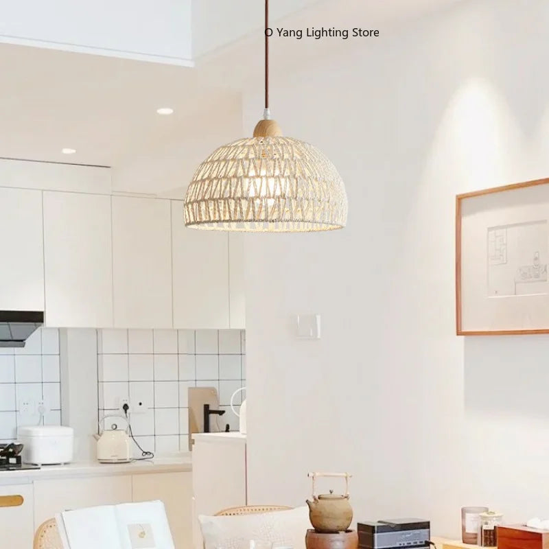 Quintara Wabi-Sabi Rattan Rope Pendant Light for Restaurant – Wood