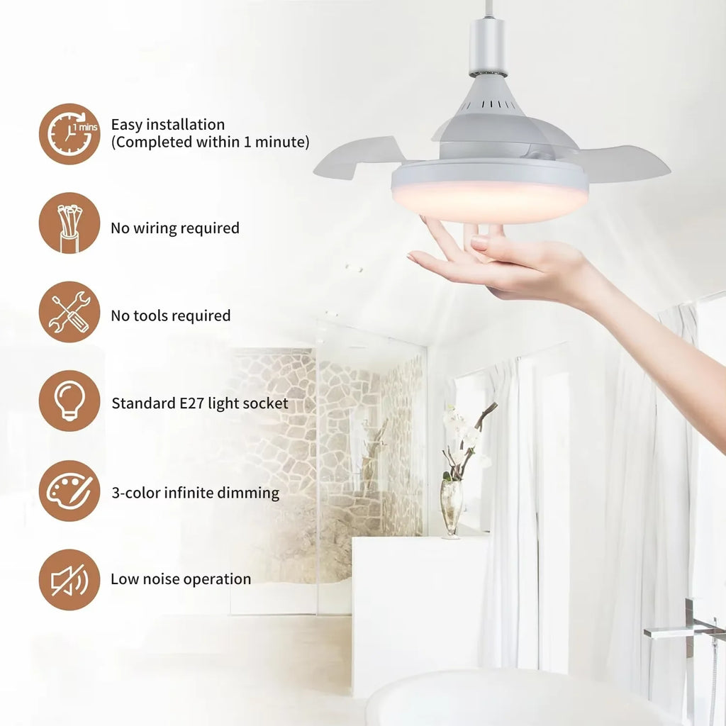 Liora 48W Ceiling Fan with Light for Living Room – Remote Control