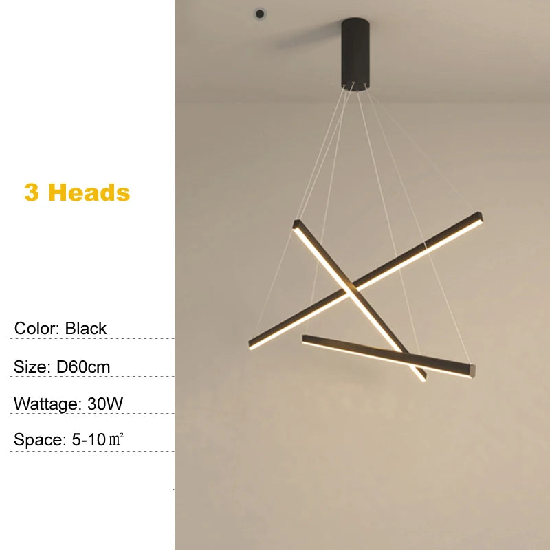 Metal Linear Chandelier – Modern LED Linear for Bedroom & Bedside, Living Room, Hotel & Hospitality | Seren Contour by Evenlyr