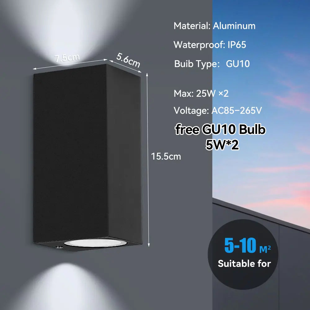 Belluno GU10 Up-and-Down Outdoor Wall Light for Patio – IP65