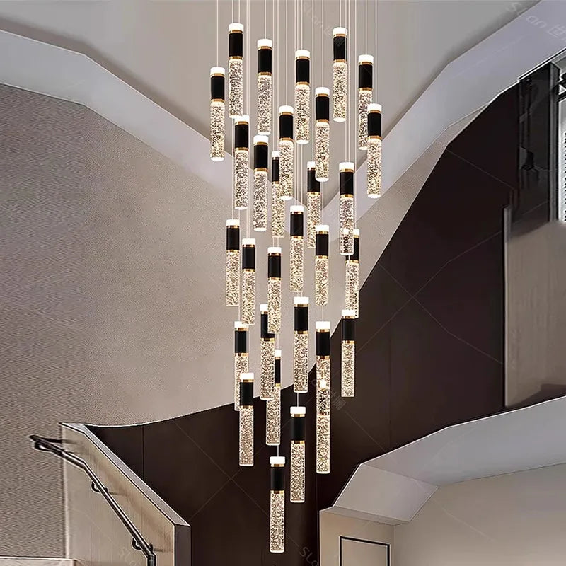 Modern Minimalist Chandelier – Crystal Dimmable LED for Dining Room, Hotel Lobby | Elowen Veil by Evenlyr