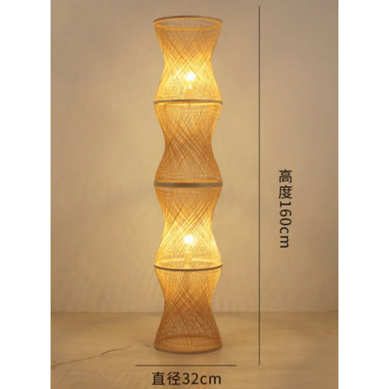 Nero Prism Bamboo and Wood Floor Lamp – Art Deco – product detail 12