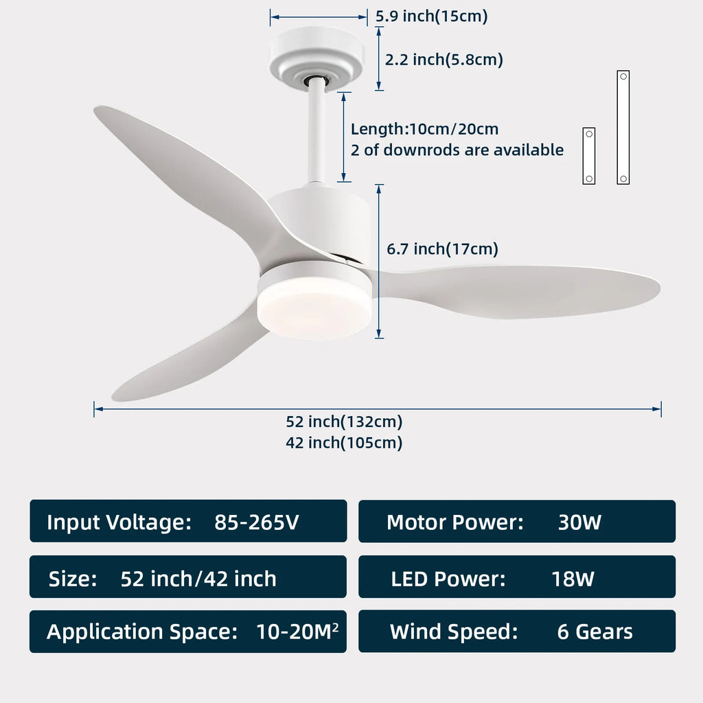 Elara Nordic Ceiling Fan with Light for Living Room – Remote Control – detail view 6
