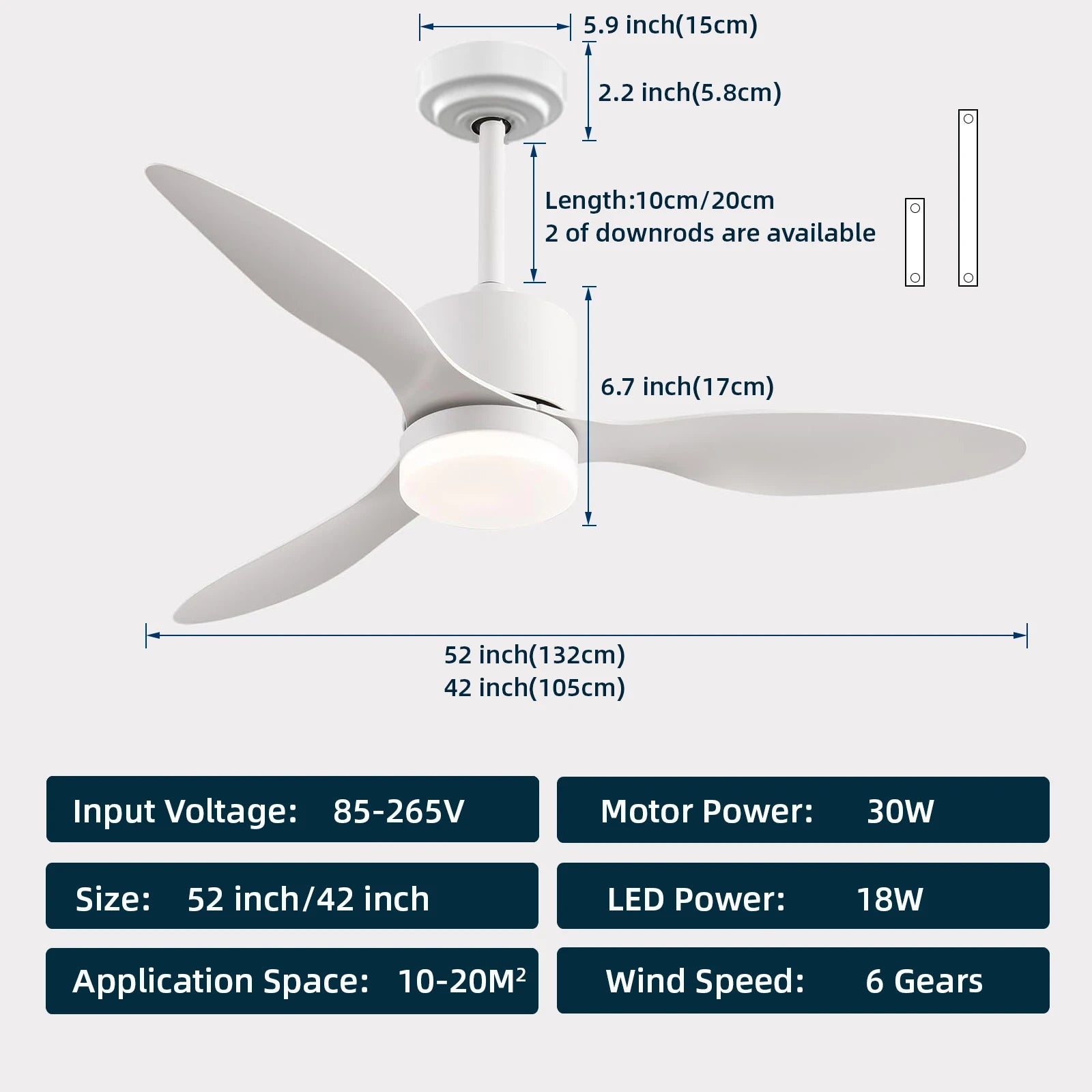 Elara Nordic Ceiling Fan with Light for Living Room – Remote Control – detail view 6