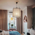 Wabi-Sabi Japanese Chandelier – Wood & Fabric for Foyer, Hotel Lobby | Giselle Veil by Evenlyr