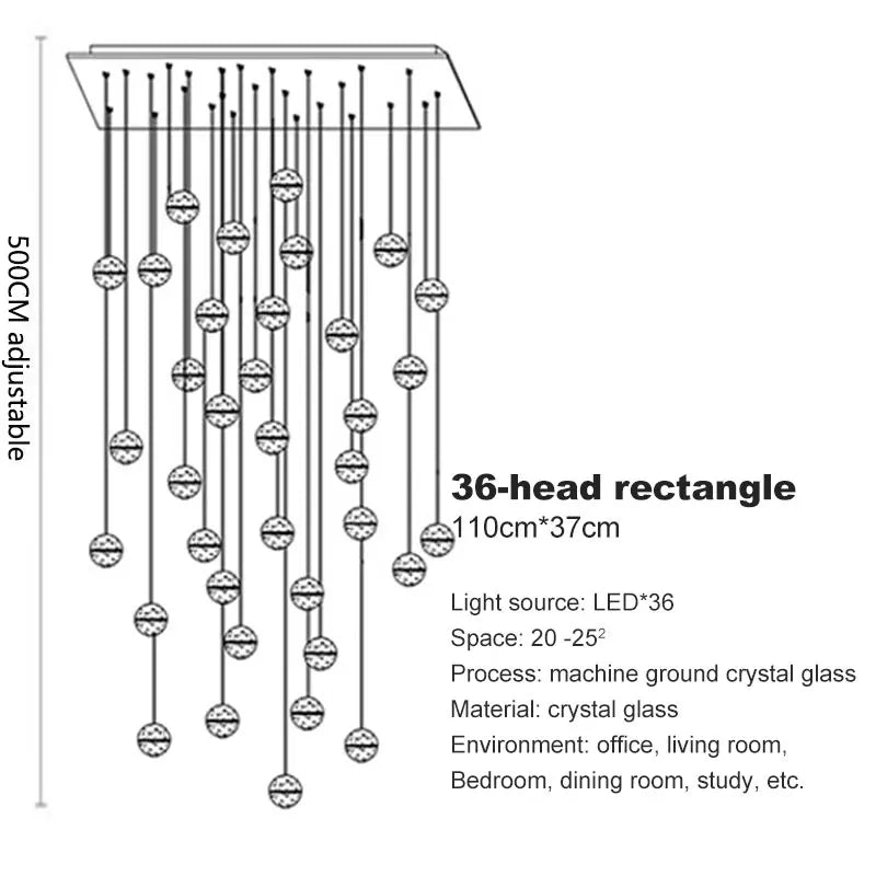 Crystal Globe Chandelier – Modern LED for Bedroom & Bedside, Living Room, Dining Room & Kitchen | Seren Halo by Evenlyr