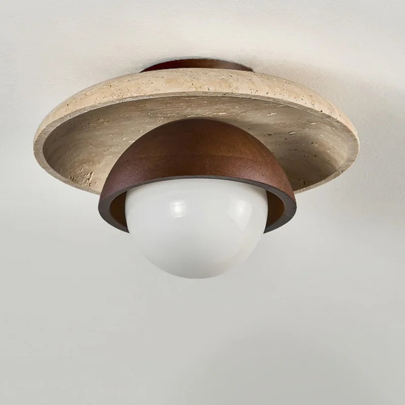 Ruelle Veil Globe Travertine Ceiling Light – product view 5