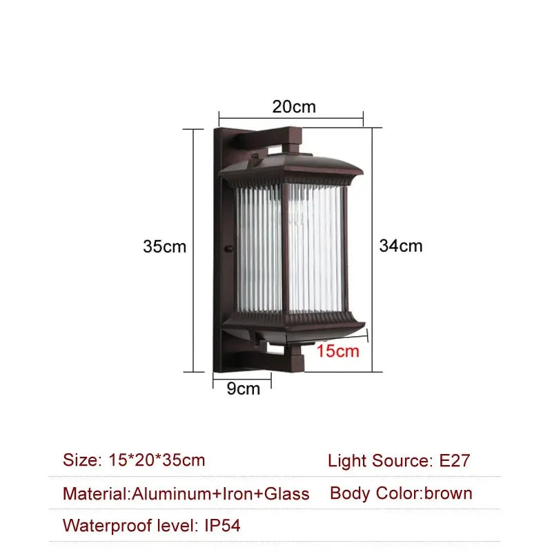 Siena Metal Outdoor Wall Light for Hotel Porch