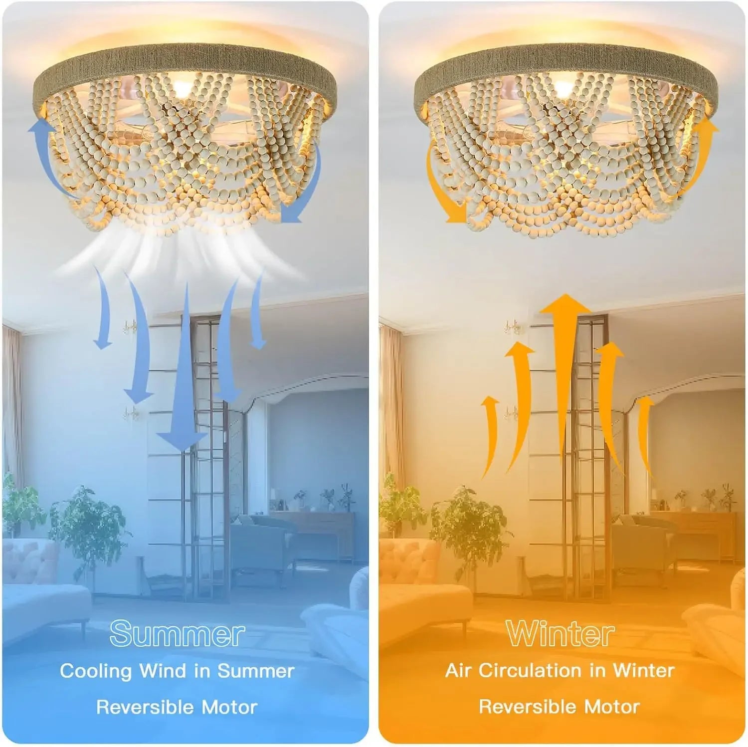 Palermo Invisible Blades Ceiling Fan with Light for Dining Room – Bohemian