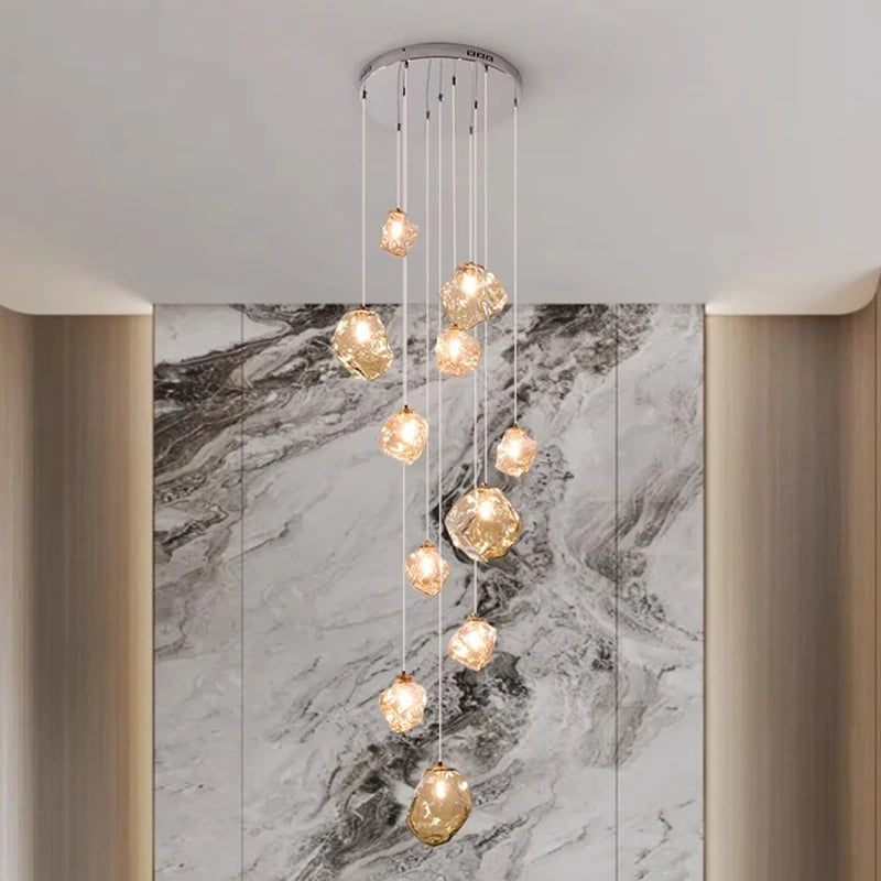 Designer Chandelier – Modern Minimalist Dimmable LED for Staircase, Foyer | Evanthe Veil by Evenlyr
