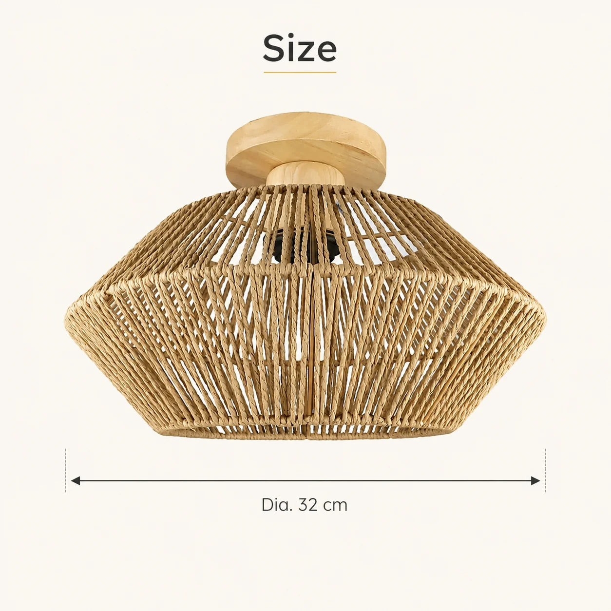 Firenze Rattan Flush Mount Ceiling Light for Living Room – detail view 7