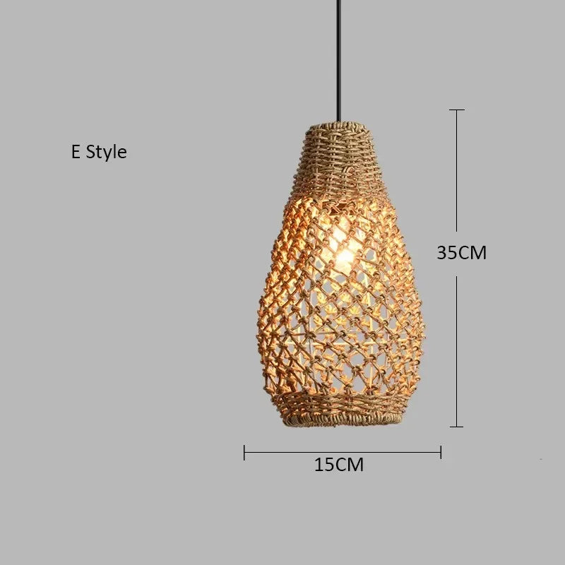Caspian Lantern Rattan Pendant Light for Dining Room – Bamboo