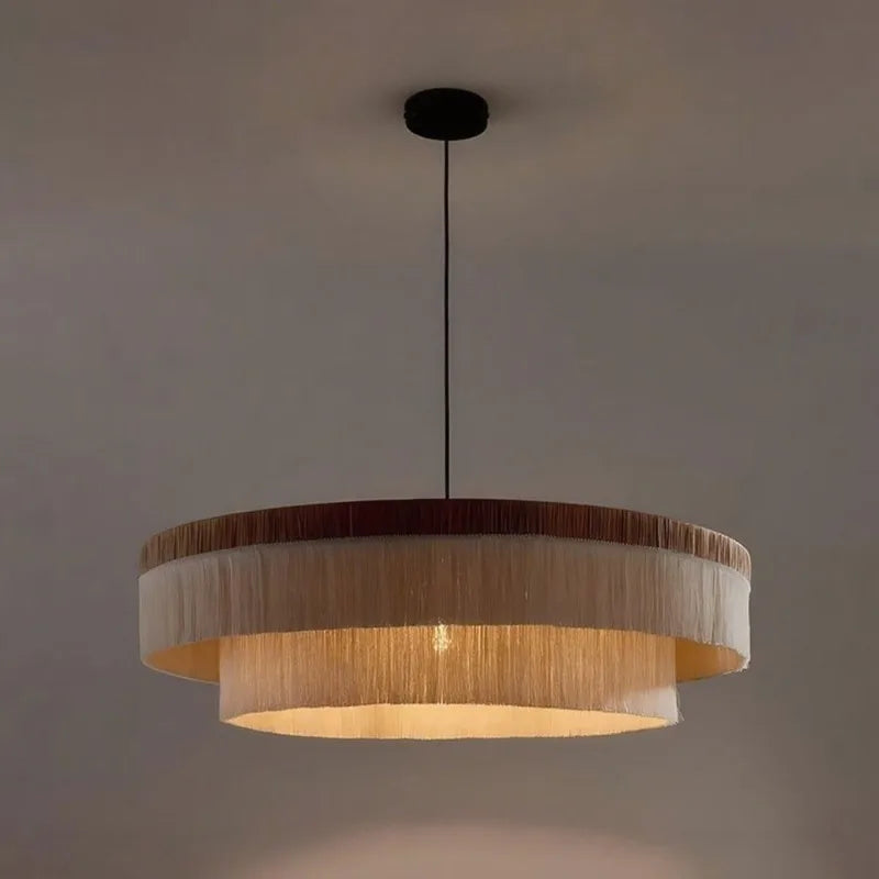 Fabric Pendant Light – Wabi-Sabi LED for Bedroom & Bedside, Dining Room & Kitchen, Restaurant & Café | Solenne Halo by Evenlyr