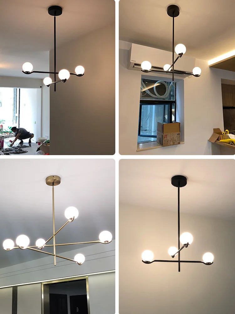 Glass Globe Chandelier – Modern LED for Bedroom & Bedside, Dining Room & Kitchen | Seren Glow by Evenlyr