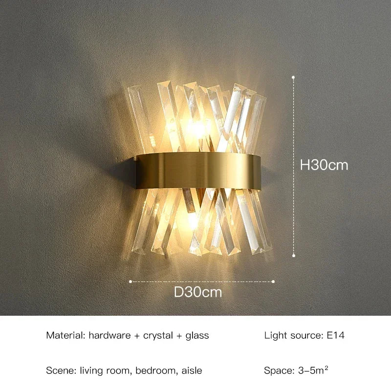 Crystal Wall Sconce – Art Deco LED for Bedroom & Bedside, Living Room, Hotel & Hospitality | Nerina Crest by Evenlyr