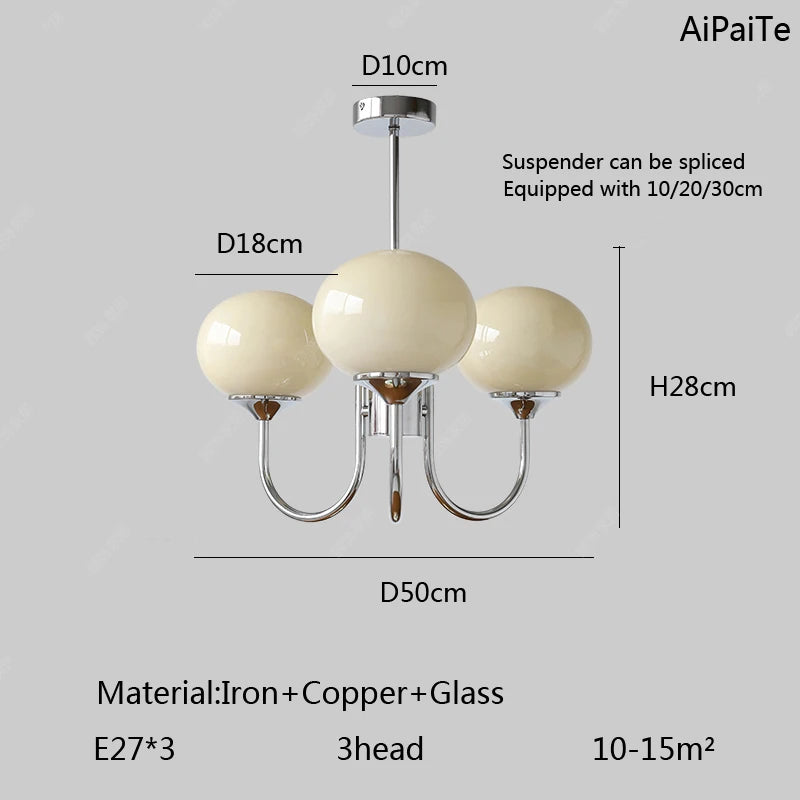 Liora Pink Bauhaus Glass Chandelier for Bedroom – Mid-Century