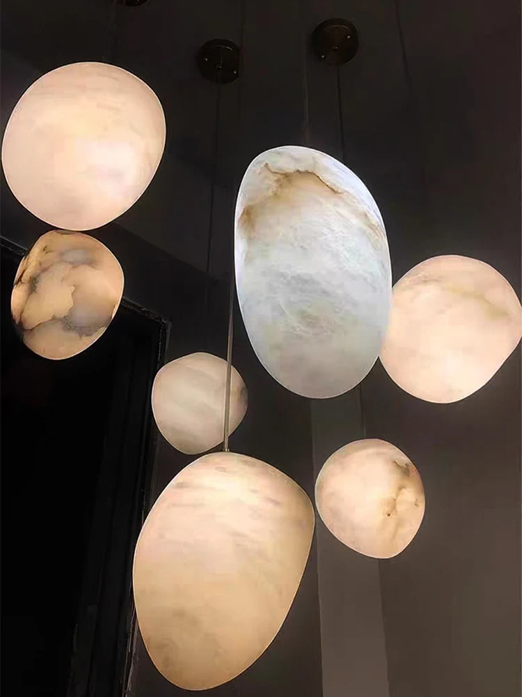 Quilla Halo Dimmable Alabaster Pendant Light – product view 3