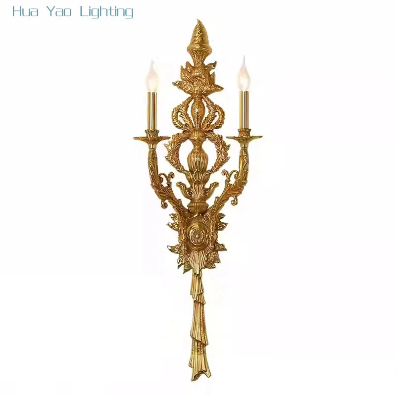 Tall Aged Copper Two-Light Wall Sconce – 103cm