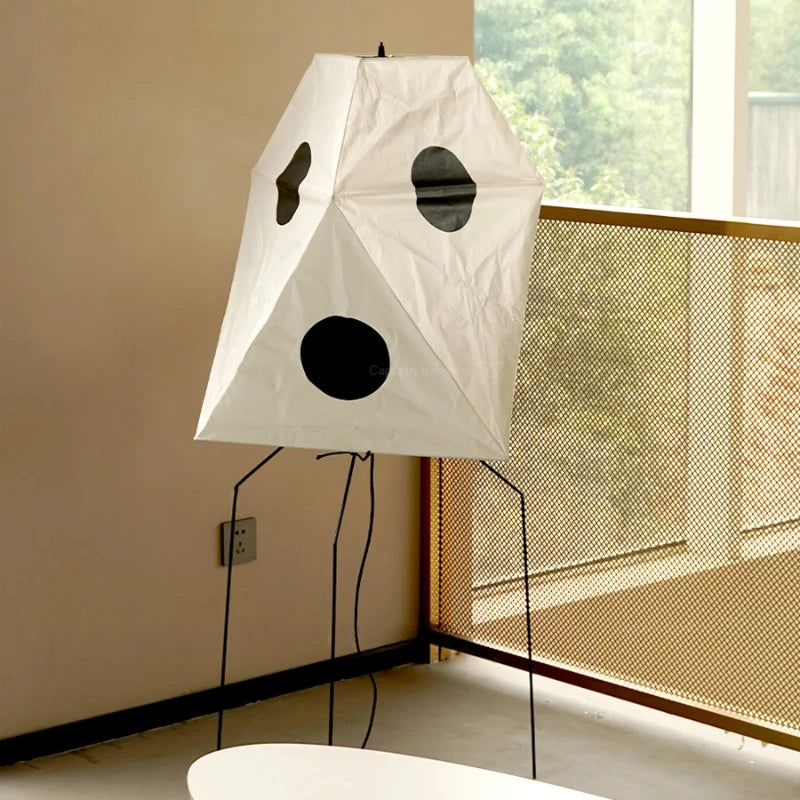 Rice Paper & Wood Floor Lamp – Wabi-Sabi Japanese for Living Room, Bedroom, Hotel Lounge | Elowen Cascade by Evenlyr
