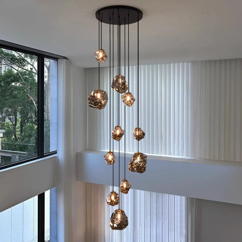 Designer Chandelier – Modern Minimalist Dimmable LED for Staircase, Foyer | Evanthe Veil by Evenlyr