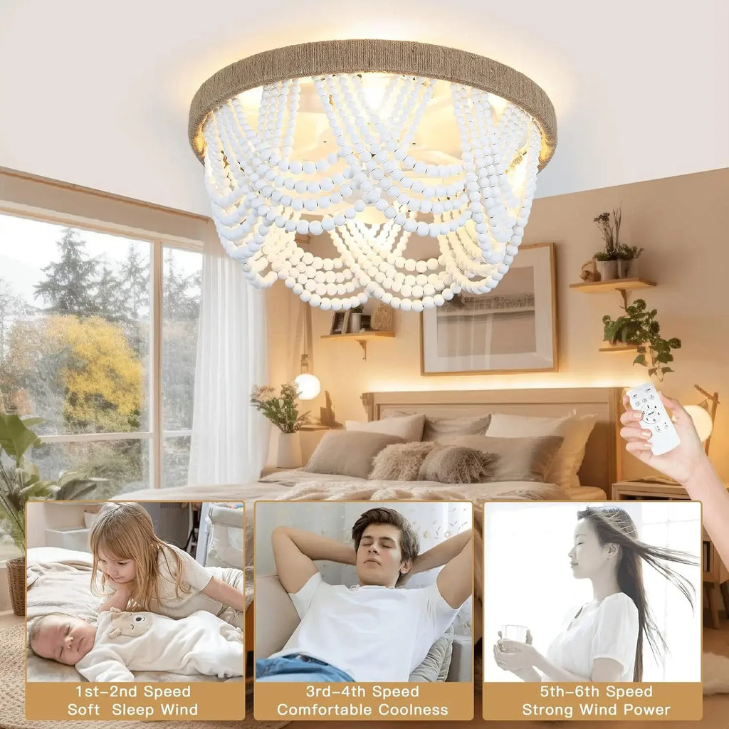 Palermo Invisible Blades Ceiling Fan with Light for Dining Room – Bohemian