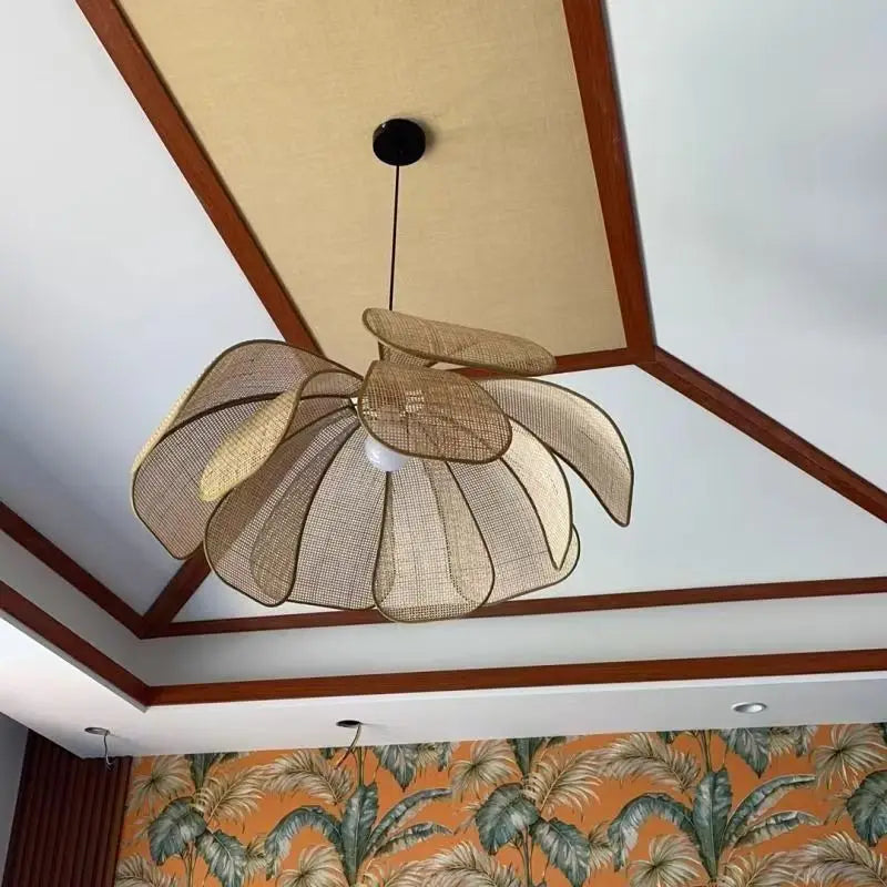 Wabi-Sabi Rattan Chandelier For Bedroom – detail view 6