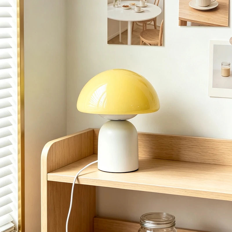 Marble & Murano-Style Glass Table Lamp – Modern Minimalist Dimmable LED for Bedside, Desk & Office, Restaurant Table | Liora Column by Evenlyr