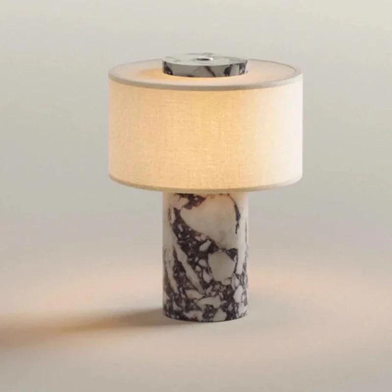 Marble & Fabric Table Lamp – Modern Minimalist Dimmable LED for Bedside, Desk & Office, Living Room | Bellara Grove by Evenlyr