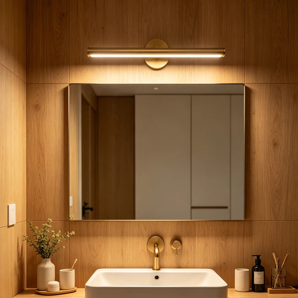 Brass LED Wall Mount Vanity Picture Light Adjustable Head Bathroom Makeup Wall Lamp – detail view 4