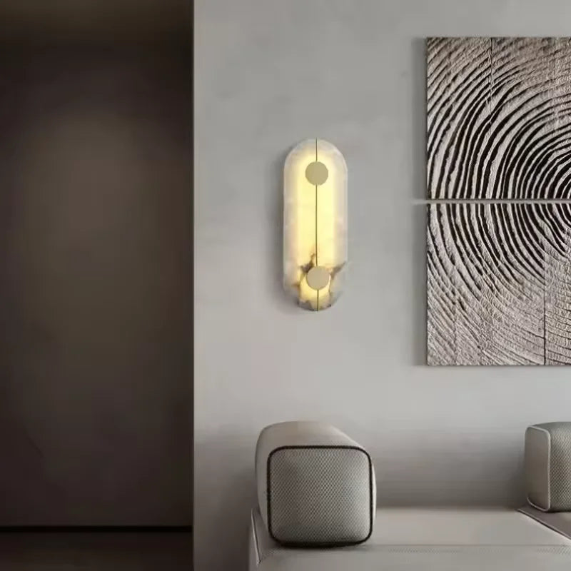 Kensley Nordic Alabaster Wall Sconce for Bedroom – product view