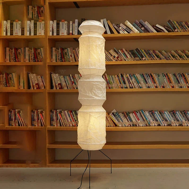 Rice Paper Floor Lamp – Wabi-Sabi Japanese for Living Room, Bedroom, Reading Corner | Mirelle Cascade by Evenlyr