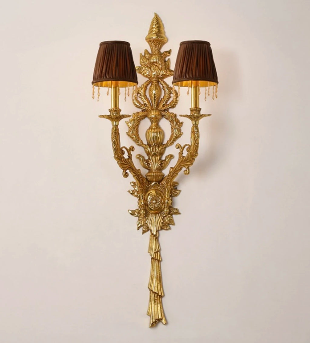 Tall Aged Copper Two-Light Wall Sconce – 103cm
