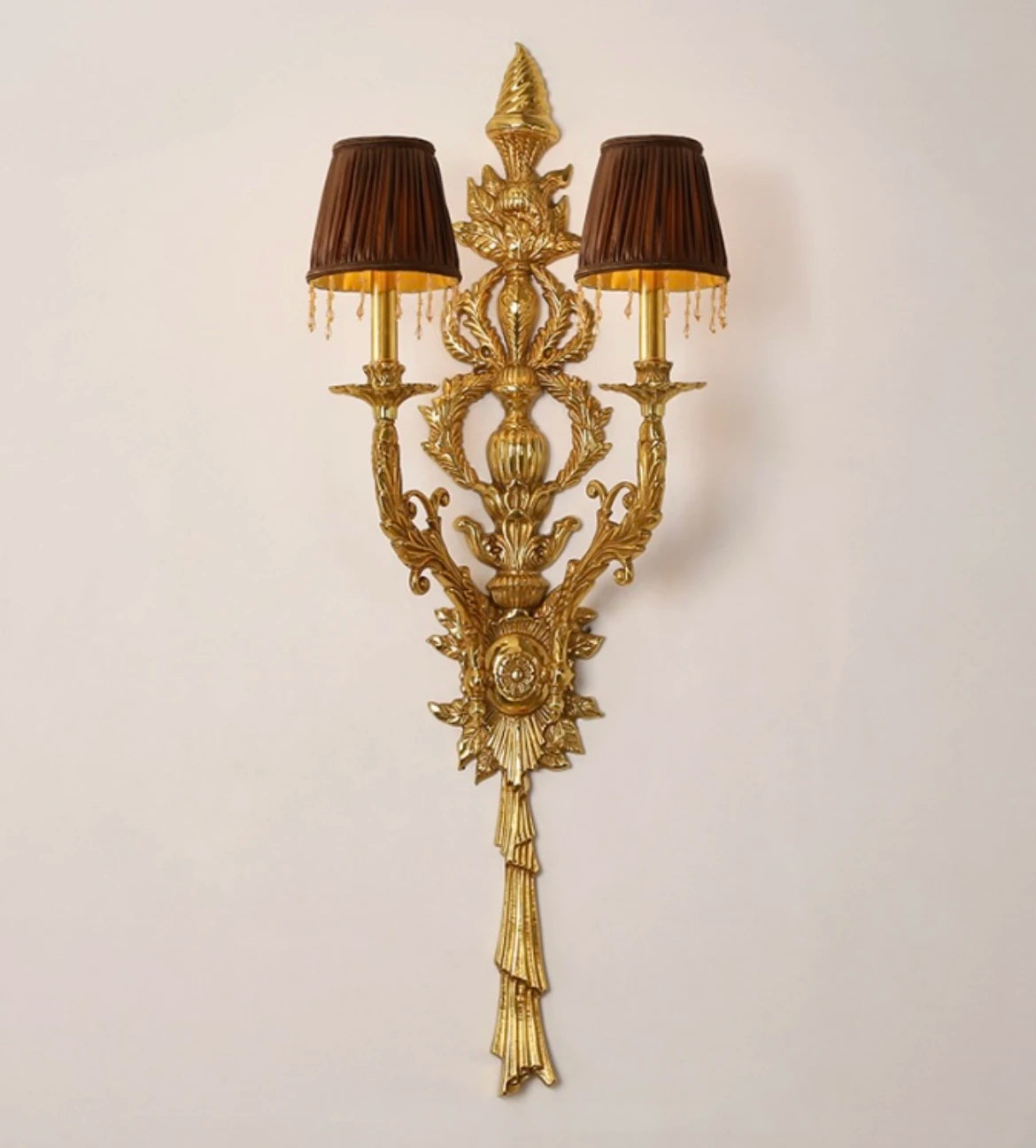 Tall Aged Copper Two-Light Wall Sconce – 103cm