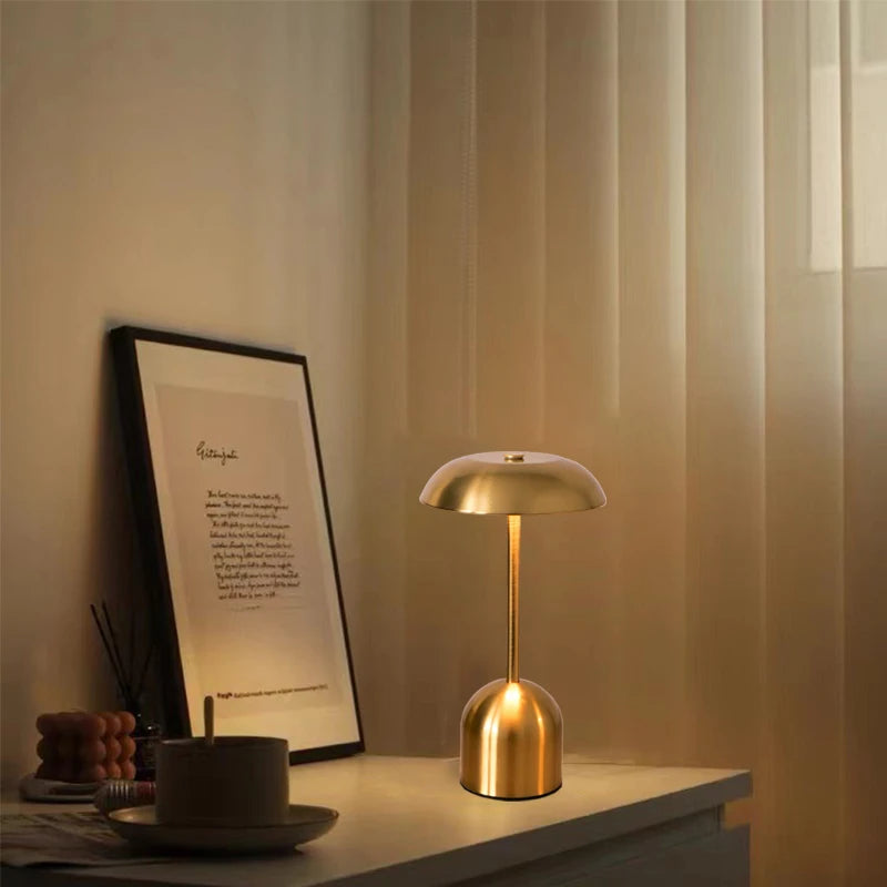 Metal Table Lamp – Modern Minimalist Cordless Rechargeable for Bedside, Restaurant Table, Hotel Room | Coralie Column by Evenlyr