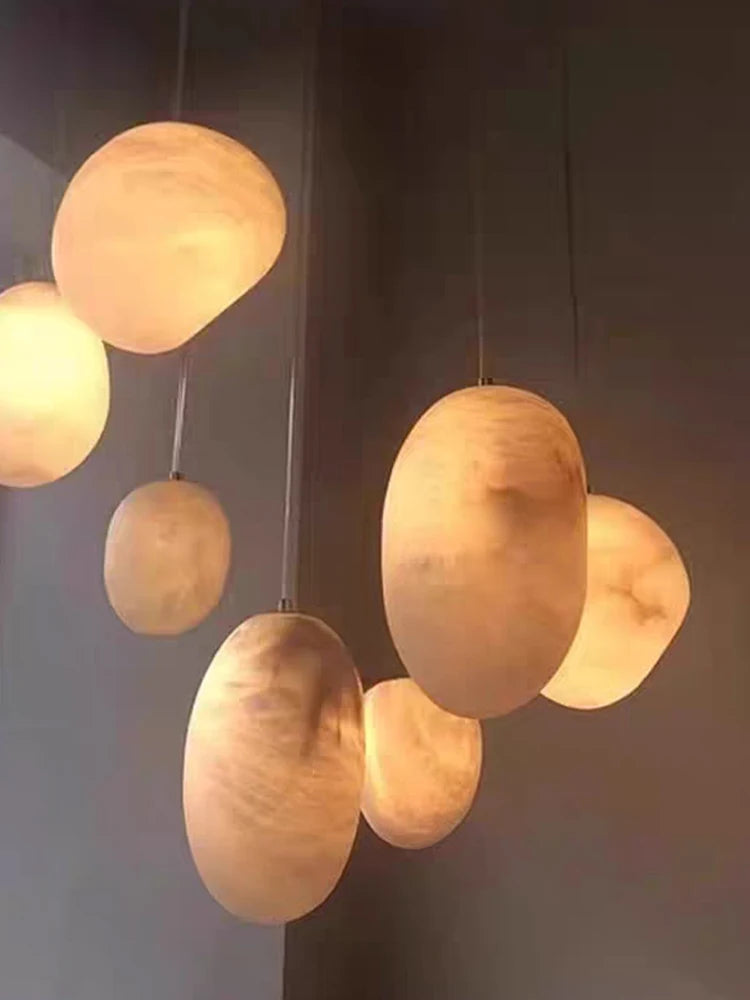 Quilla Halo Dimmable Alabaster Pendant Light – product view 4