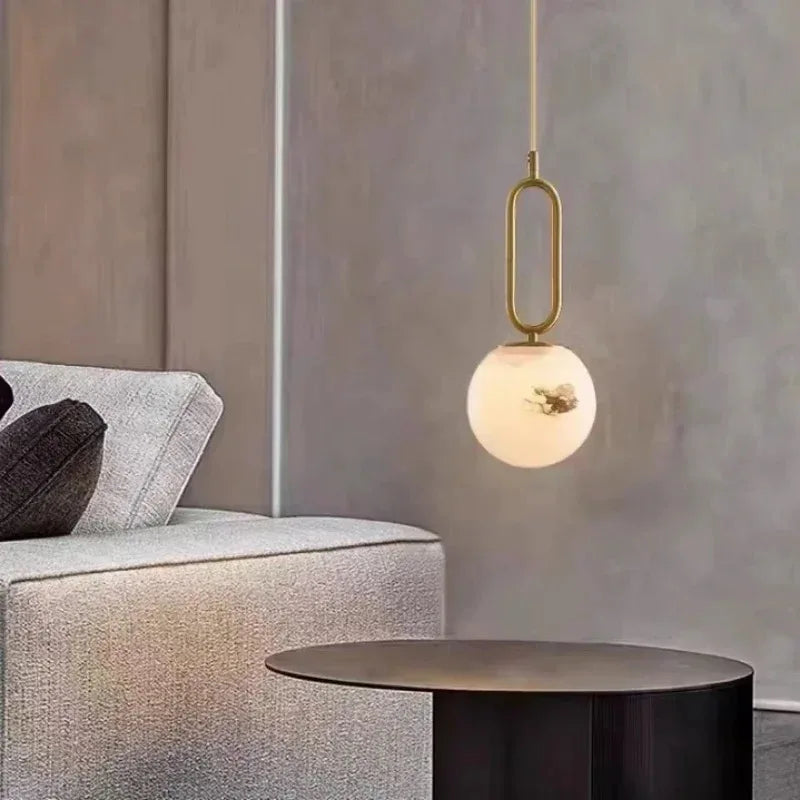 Thalia Halo Globe Alabaster Pendant Light – product view 5