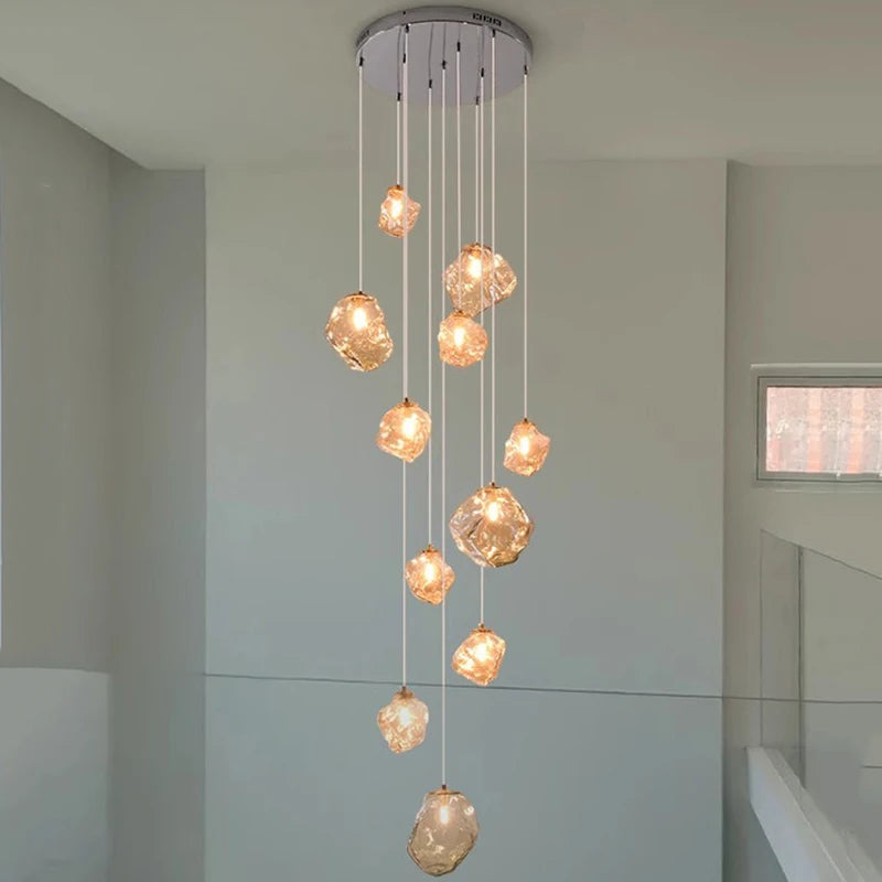 Designer Chandelier – Modern Minimalist Dimmable LED for Staircase, Foyer | Evanthe Veil by Evenlyr
