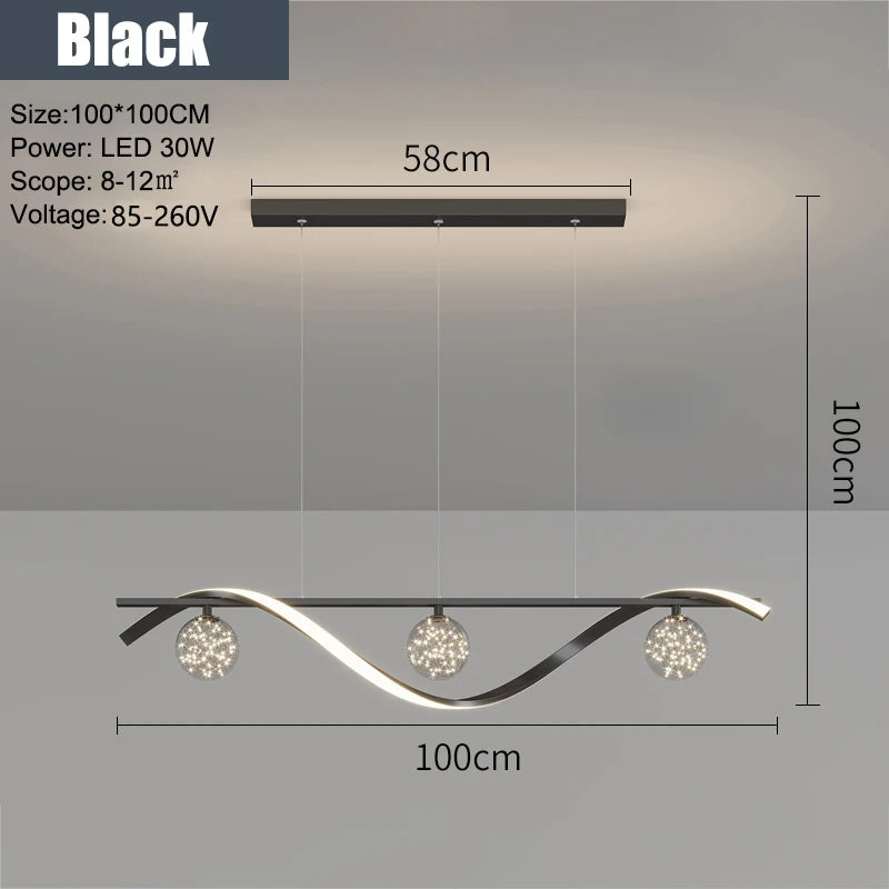 Glass Chandelier – Minimalist Modern Dimmable LED for Dining Room & Kitchen | Seren Dome by Evenlyr