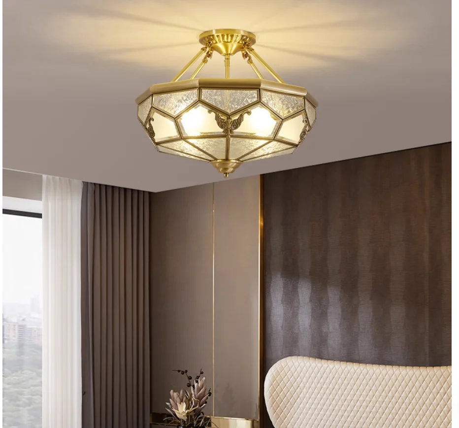 Kensley Copper and Glass Semi-Flush Ceiling Light for Study – product view