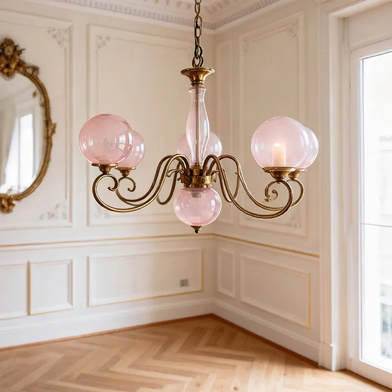 Siena French Wrought-Iron and Glass Chandelier – Vintage