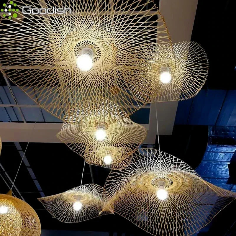 Rattan & Wood Chandelier – Organic Modern for Dining Room, Living Room, Kitchen Island | Vesper Orbit by Evenlyr