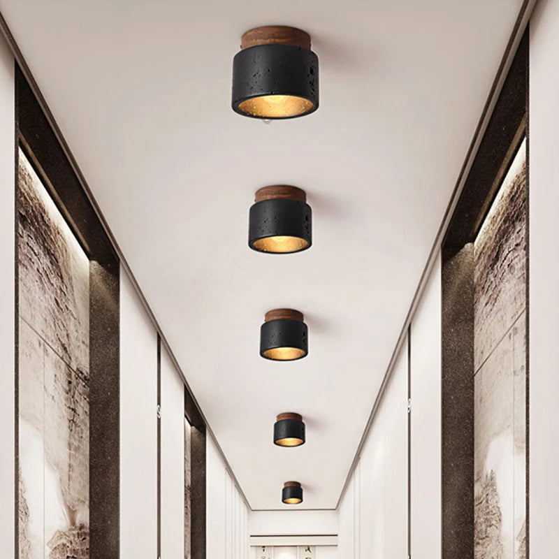 European Classic Ceiling Spotlight – Travertine & Wood for Living Room, Trade Projects | Thalia Crest by Evenlyr