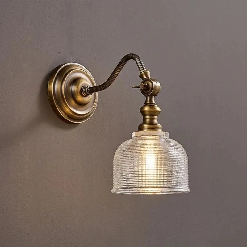 Vintage Gold Copper & Clear Glass Wall Sconce – E14